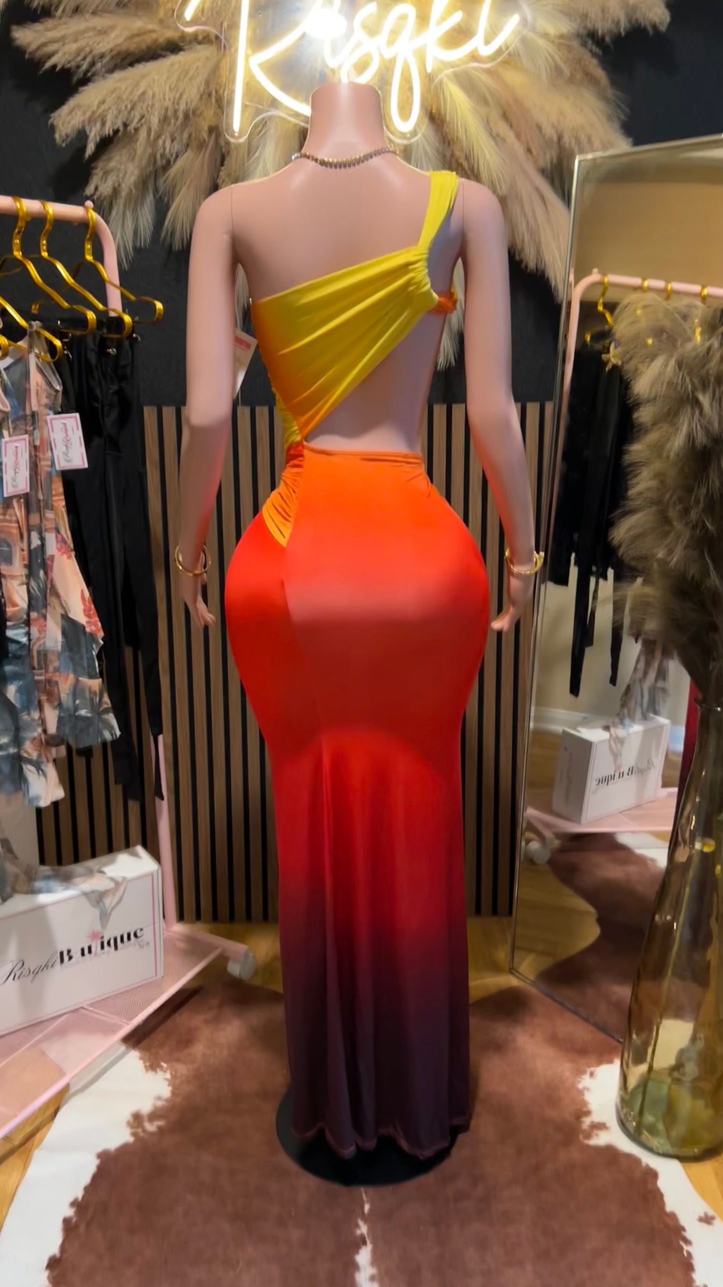 Santorini Sunrise Ombré maxi dress