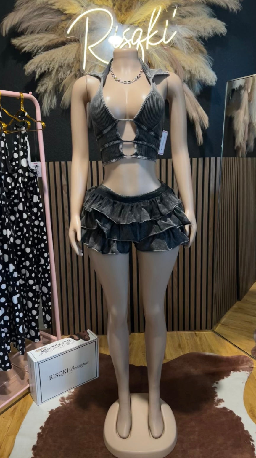 (Ash) Venus 2pc Shorts Set