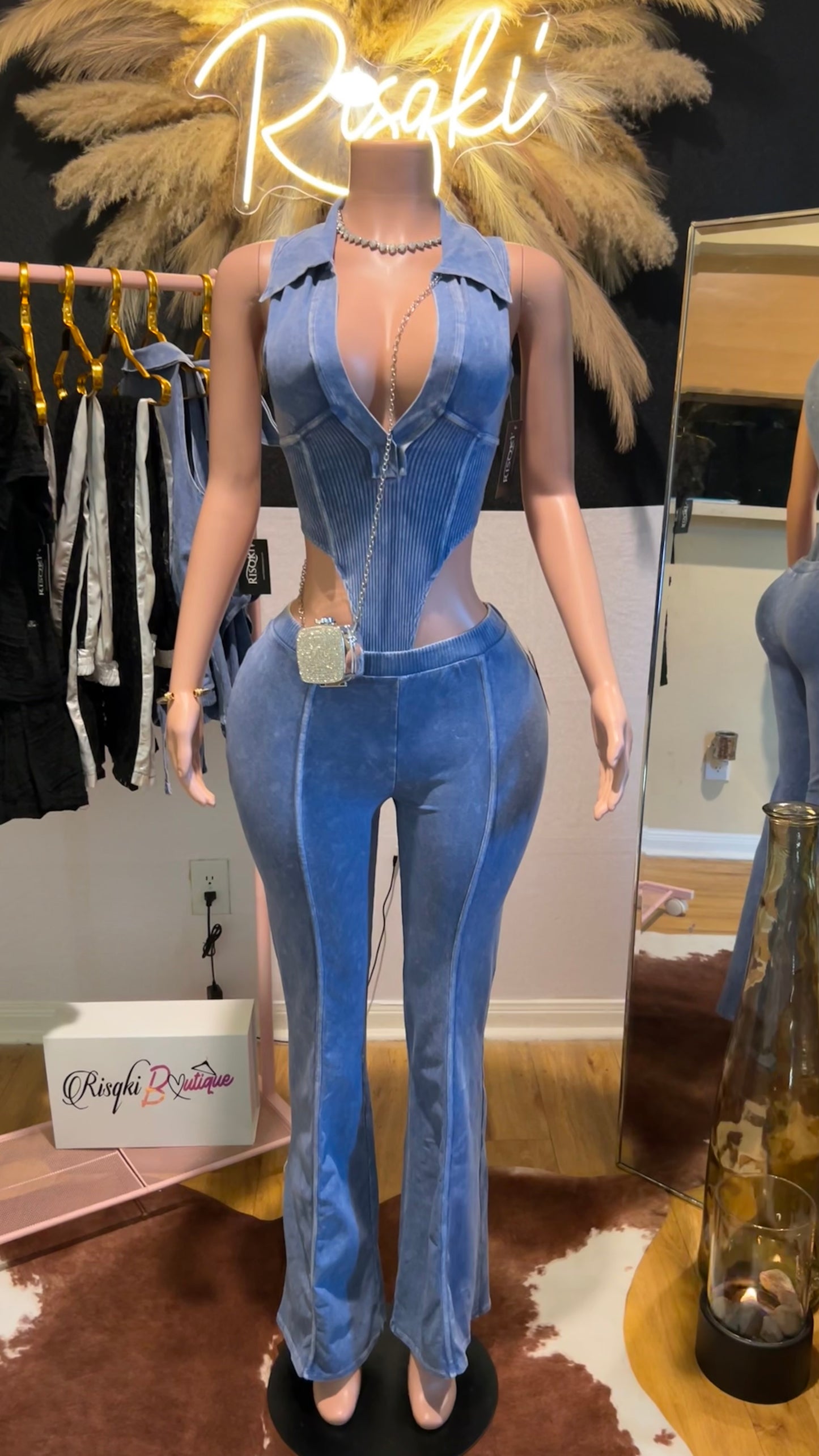 (Denim) Bodied Pants set