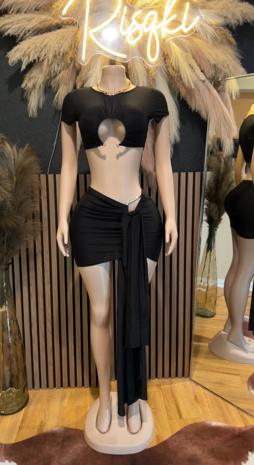 Coco 2pc mini skirt Set (Black)