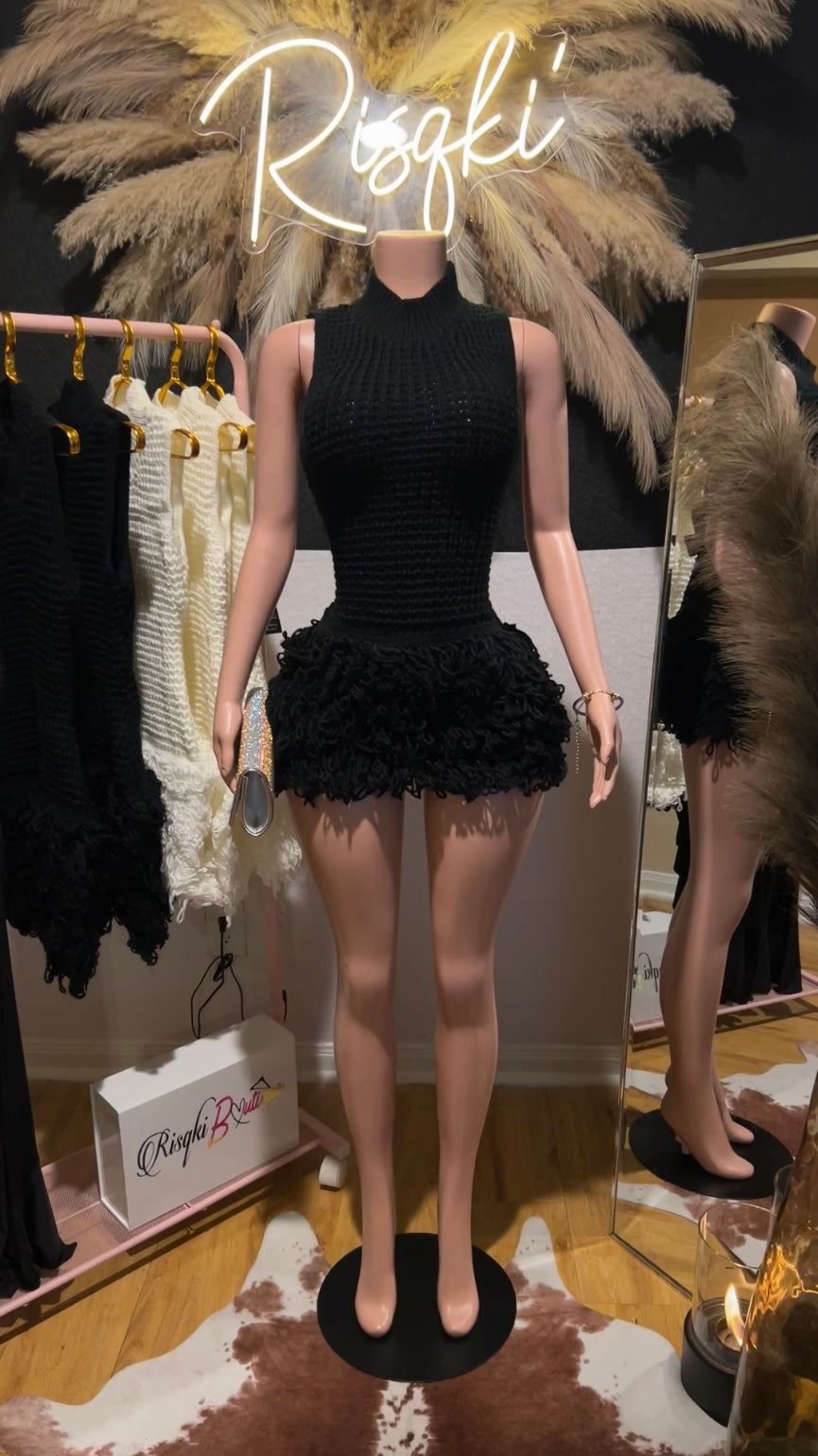(Black) Lashawn Crochet mini dress