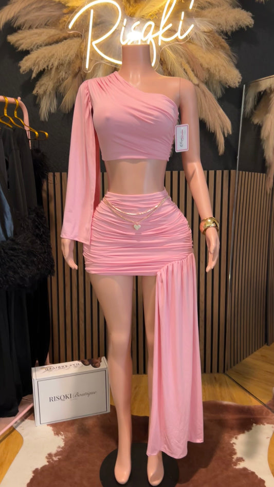 Dina mini skirt set (Pink)