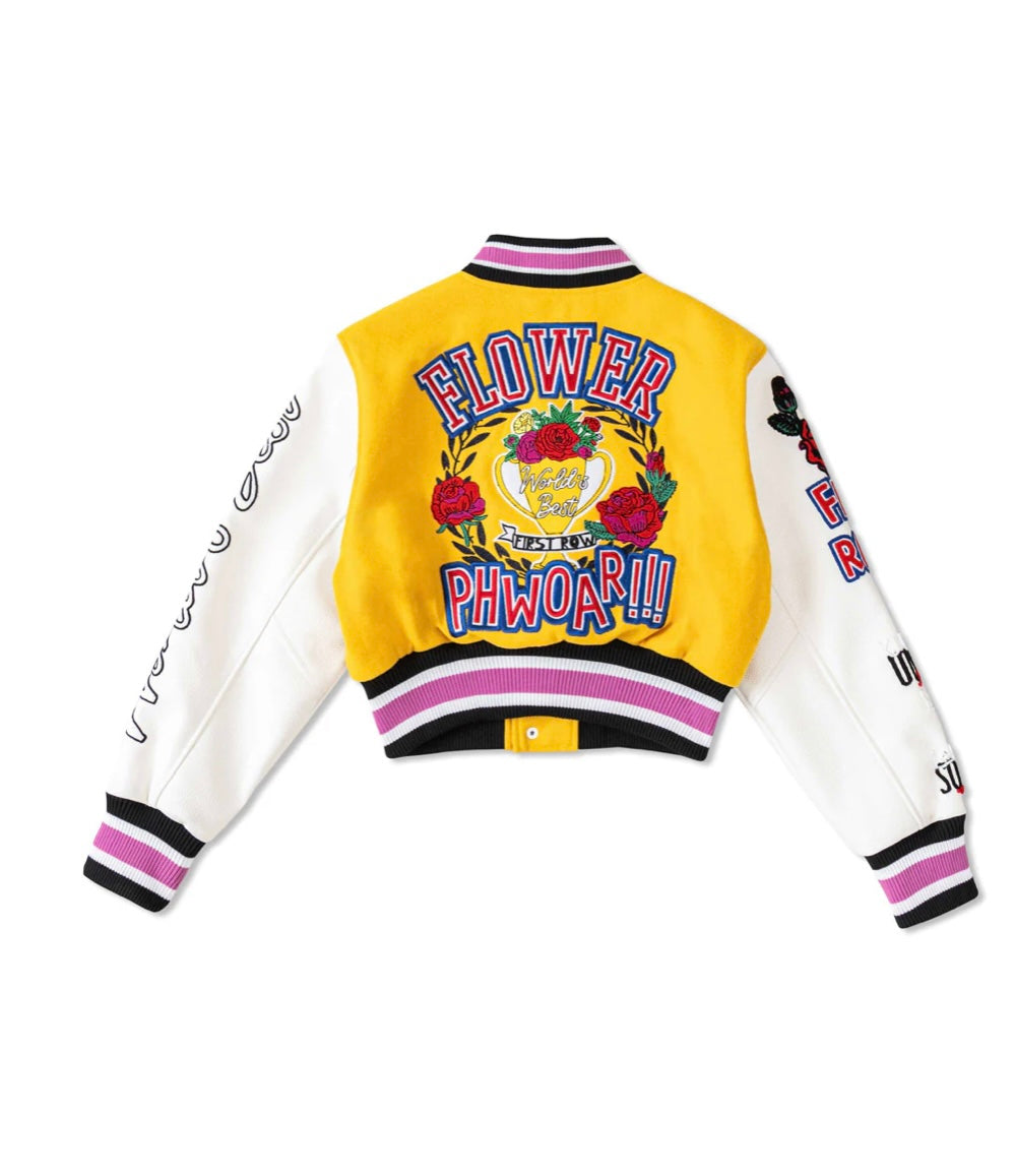 Rose Phower cropped varsity jacket